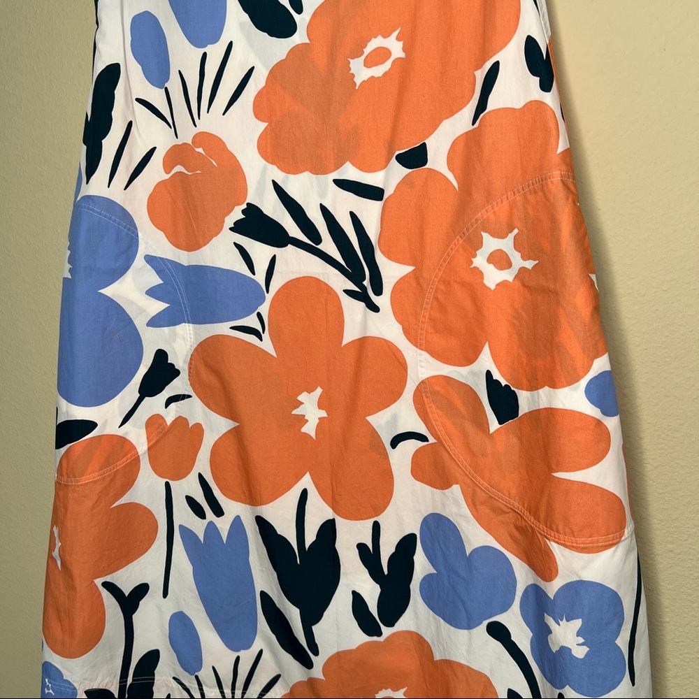 MARIMEKKO x UNIQLO Sleeveless A-Line Dress - Coral & Blue Floral - Sz XXS - Picture 5 of 10
